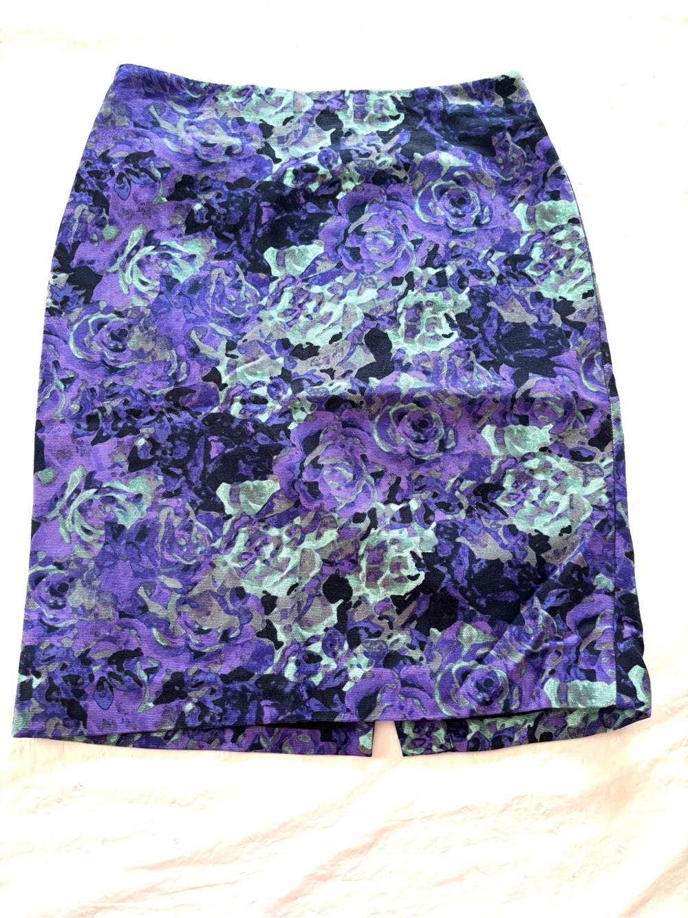 NWOT Talbots Purple Teal Rosa Canvas Floral Pencil Skirt SZ 2P
